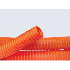 Труба ПНД гибкая гофр. д.40мм, лёгкая с протяжкой, 20м, цвет оранжевый