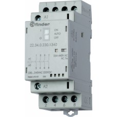 Модульный контактор 4NO 25А контакты AgSnO2 катушка 12В АС/DC ширина 35мм степень защиты IP20 опции: мех.индикатор + LED