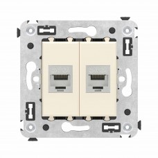 Компьютерная розетка RJ-45 без шторки в стену, кат.6А двойная экранированная, Avanti , Ванильная дымка 