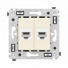 Компьютерная розетка RJ-45 без шторки в стену, кат.6А двойная, Avanti , Ванильная дымка 