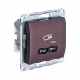 GLOSSA USB РОЗЕТКА тип-C 65Вт высокоскор.заряд. QC, PD, механизм, БАКЛАЖАНОВЫЙ