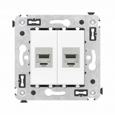 Компьютерная розетка RJ-45 без шторки в стену, кат.6 двойная экранированная, Avanti , Белое облако 