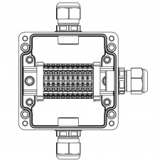 Взрывозащищенная клеммная коробка из полиэстера TBE-P-03-(10xCBC.4)-1xPACMP(A)-1xPACMP(C)-1xPACMP(D)1Ex e IIC Т5 Gb / Ex tb IIIC T95гр.C Db IP66