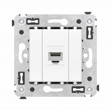 Компьютерная розетка RJ-45 без шторки в стену, кат.6 одинарная, Avanti , Белое облако 