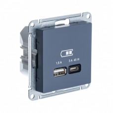 ATLASDESIGN USB РОЗЕТКА A + тип-C 45Вт высокоскор.заряд. QC,PD, механизм, ГРИФЕЛЬ