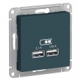 ATLASDESIGN USB РОЗЕТКА A+A, 5В/2,1 А, 2х5В/1,05 А, механизм, ИЗУМРУД