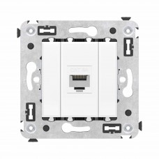 Компьютерная розетка RJ-45 без шторки в стену, кат.6А одинарная, Avanti , Белое облако 