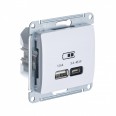 GLOSSA USB РОЗЕТКА А + тип-С 45Вт высокоскорост. зарядка QC, PD, механизм, БЕЛЫЙ